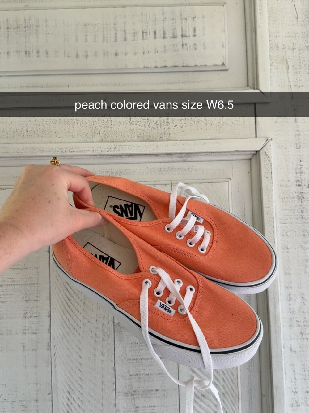 Vans Peach Canvas Low-Top Sneakers with White Laces